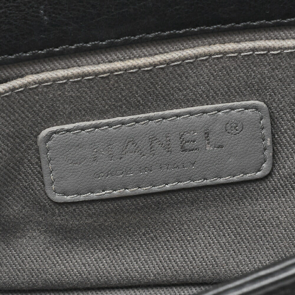 CHANEL Boy Chanel Diamond Stitch Chain Shoulder Calfskin Black Mini Size Silver-Tone Hardware, Pre-Owned