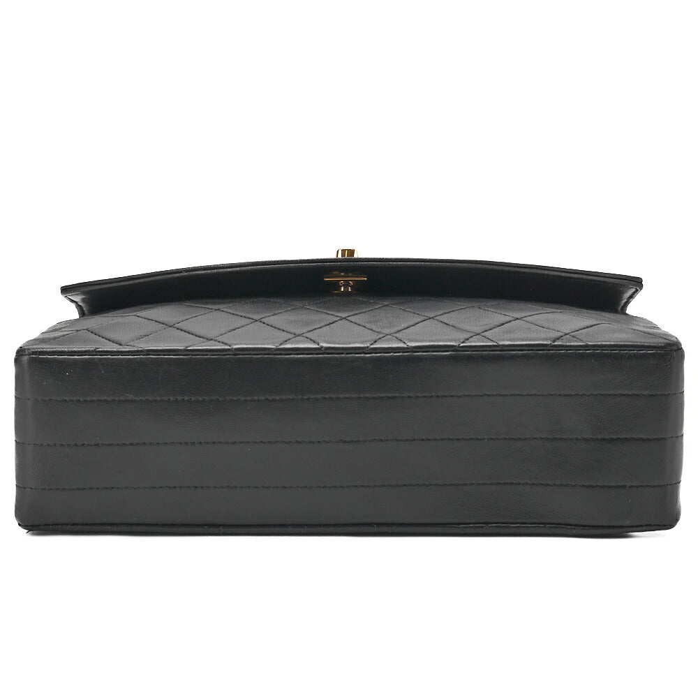 CHANEL Chain Shoulder Bag Matelassé Design Flap Lambskin Black Gold-Tone Hardware, Pre-Owned