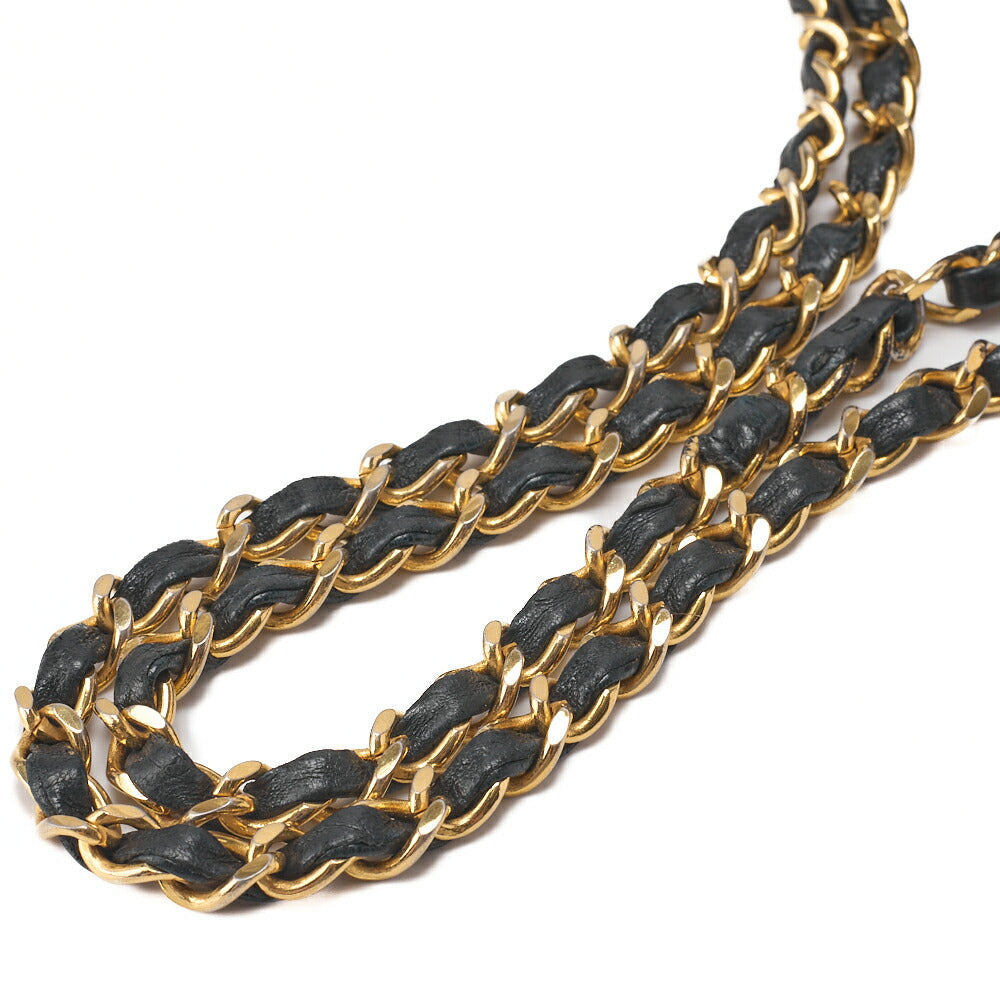 CHANEL Chain Shoulder Bag Matelassé Design Flap Lambskin Black Gold-Tone Hardware, Pre-Owned