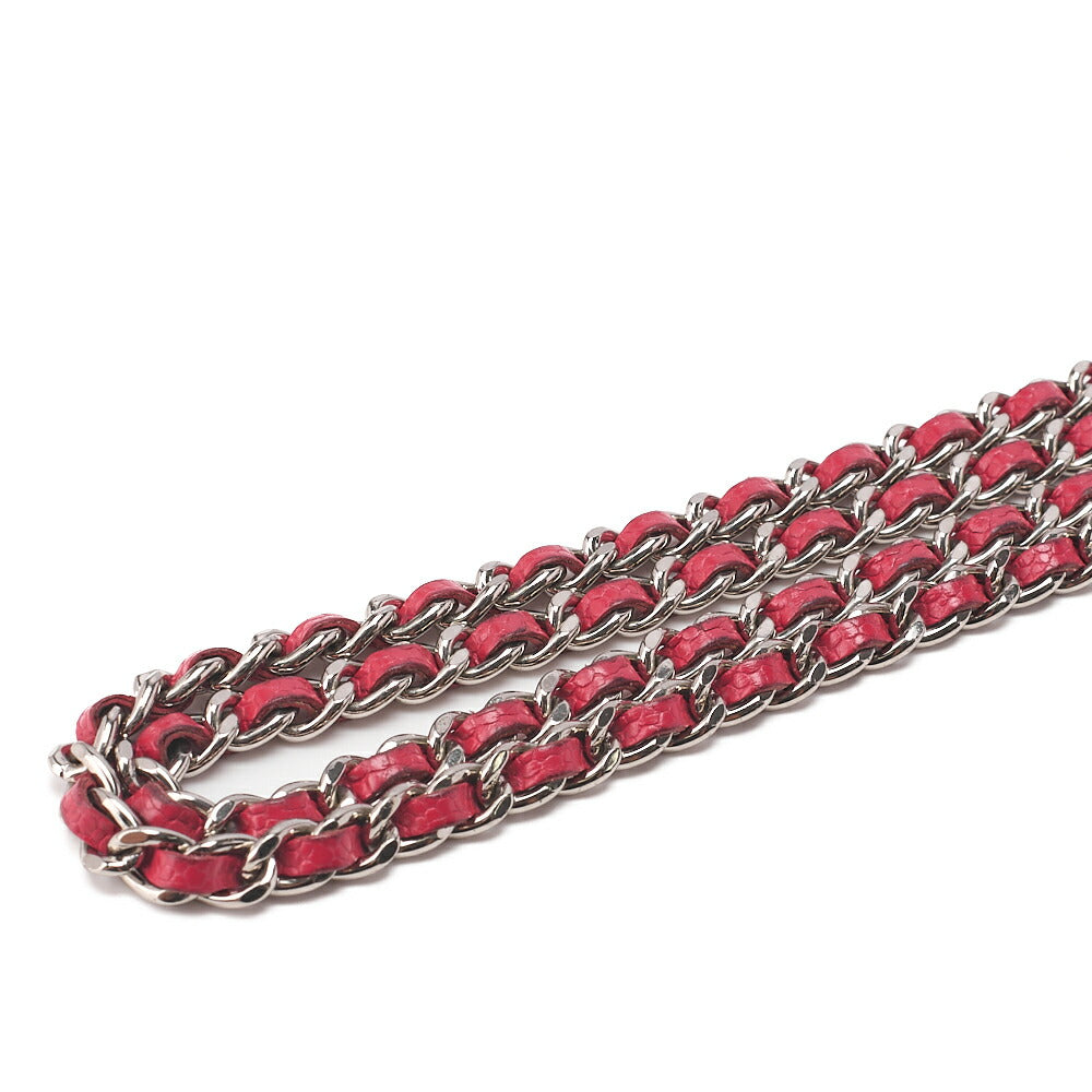 CHANEL Shoulder Bag Chain Wallet Caviar Skin Rose Pink Silver-Tone Hardware, Pre-Owned