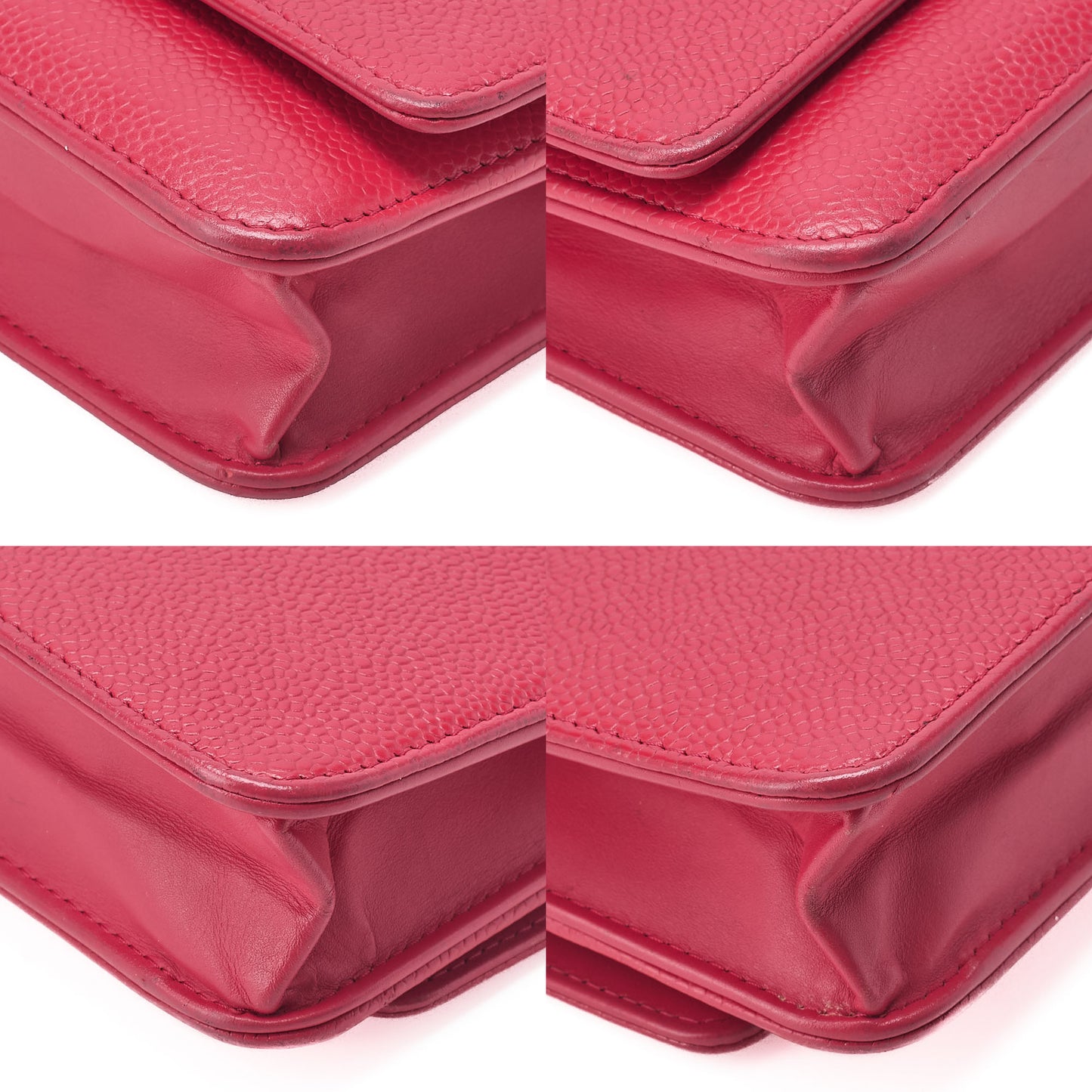 CHANEL Shoulder Bag Chain Wallet Caviar Skin Rose Pink Silver-Tone Hardware, Pre-Owned