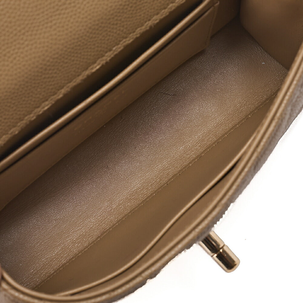 CHANEL Chain Shoulder Bag Matelassé Coco Handle Mini 2WAY Handbag Caviar Skin Beige Gold-Tone Hardware, Pre-Owned