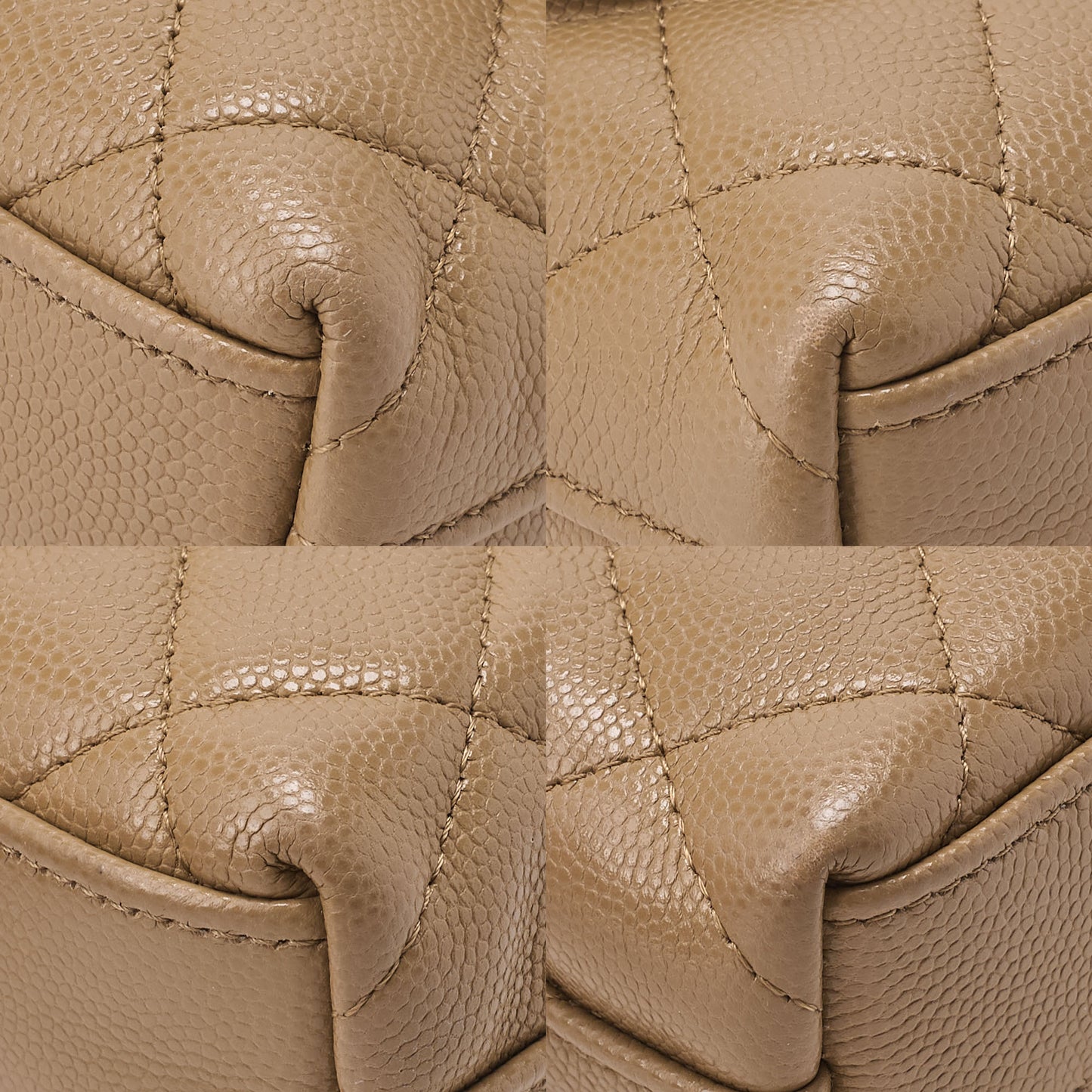 CHANEL Chain Shoulder Bag Matelassé Coco Handle Mini 2WAY Handbag Caviar Skin Beige Gold-Tone Hardware, Pre-Owned