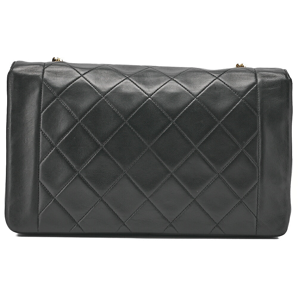 CHANEL Matelassé Diana Flap 25cm Chain Shoulder Lambskin Black Gold-Tone Hardware, Pre-Owned