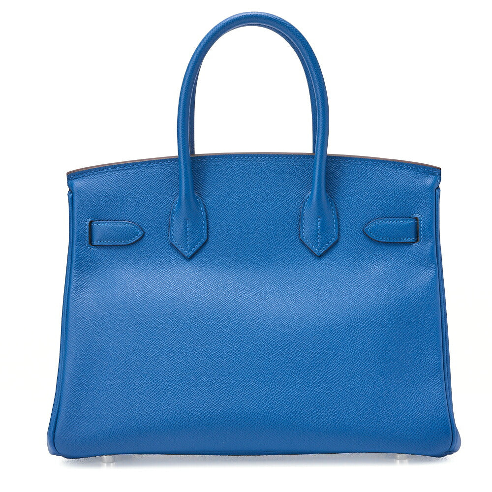 HERMES Birkin 30 Handbag BlueIzmir Silver-Tone Hardware, Pre-Owned