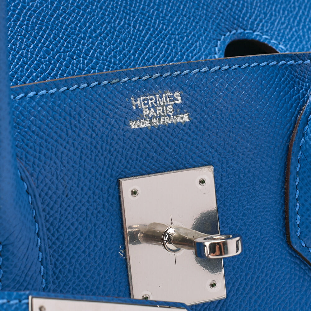 HERMES Birkin 30 Handbag BlueIzmir Silver-Tone Hardware, Pre-Owned