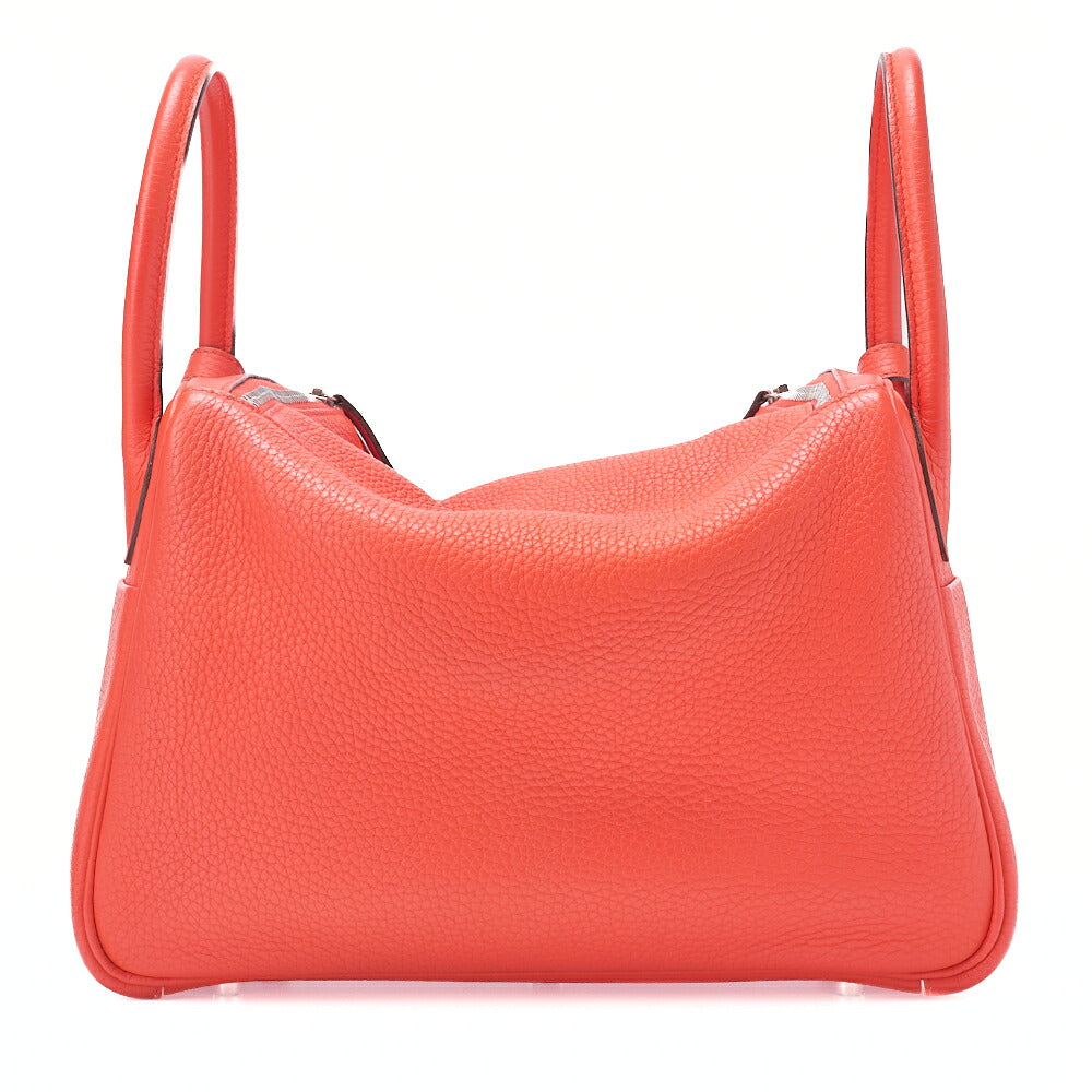HERMES Lindy 30 2way Shoulder Bag Triyon Clemence Orange Poppy Orange Poppy Silver-Tone Hardware, Pre-Owned