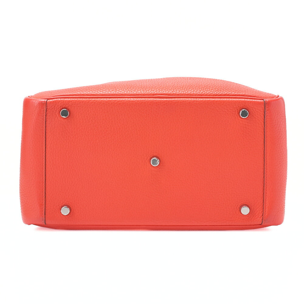 HERMES Lindy 30 2way Shoulder Bag Triyon Clemence Orange Poppy Orange Poppy Silver-Tone Hardware, Pre-Owned