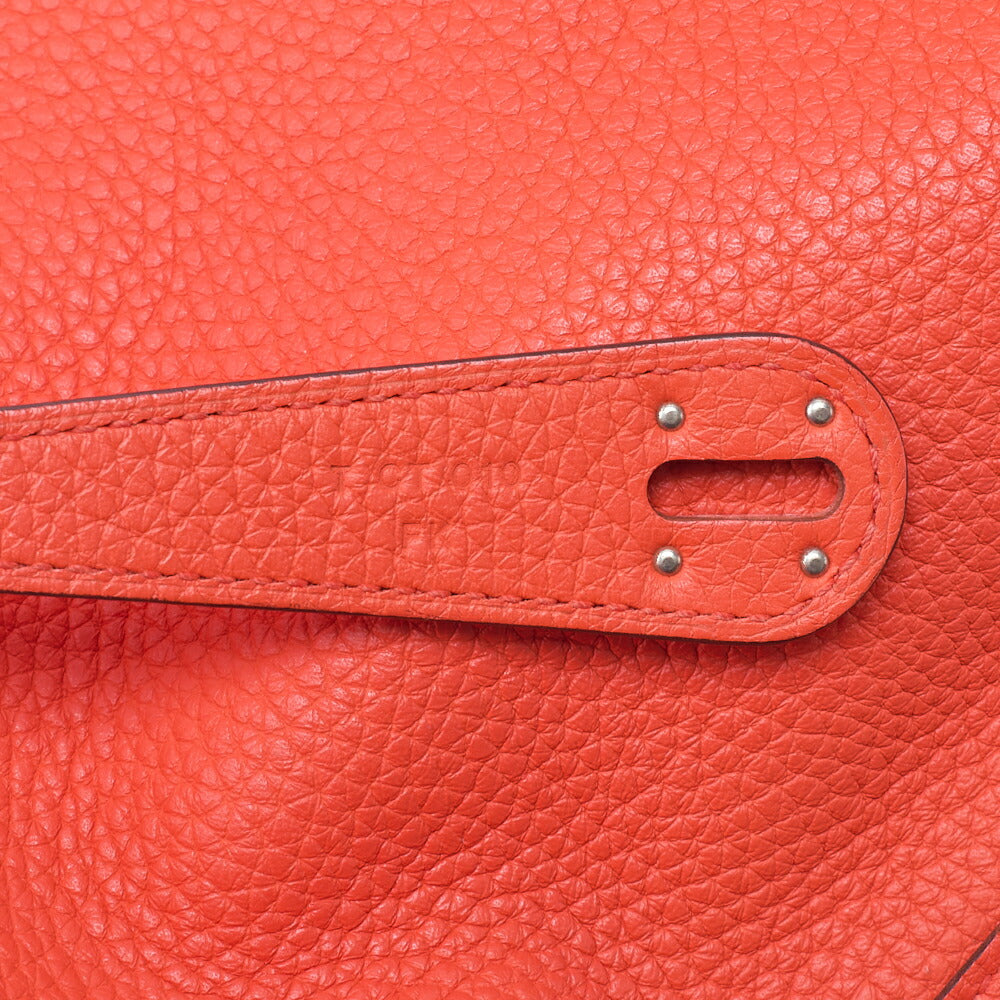 HERMES Lindy 30 2way Shoulder Bag Triyon Clemence Orange Poppy Orange Poppy Silver-Tone Hardware, Pre-Owned