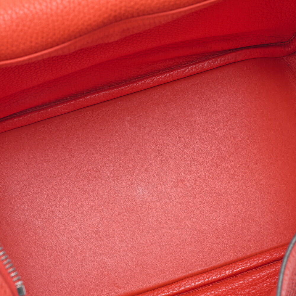 HERMES Lindy 30 2way Shoulder Bag Triyon Clemence Orange Poppy Orange Poppy Silver-Tone Hardware, Pre-Owned