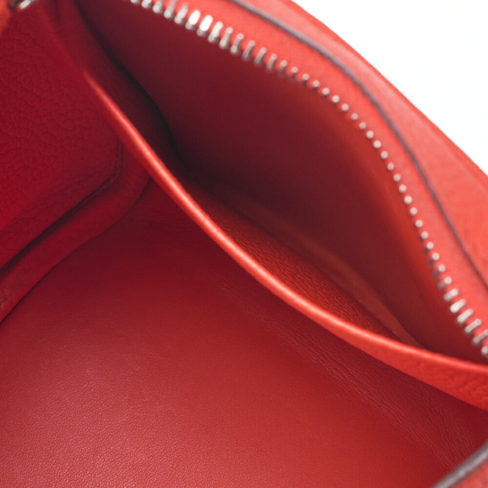 HERMES Lindy 30 2way Shoulder Bag Triyon Clemence Orange Poppy Orange Poppy Silver-Tone Hardware, Pre-Owned