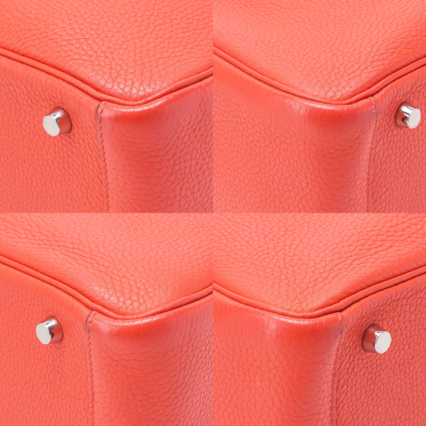 HERMES Lindy 30 2way Shoulder Bag Triyon Clemence Orange Poppy Orange Poppy Silver-Tone Hardware, Pre-Owned