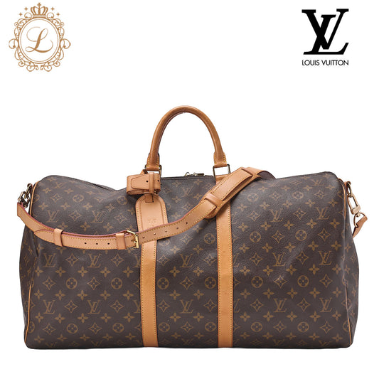 LOUIS VUITTON Louis Vuitton Monogram Keepol bandouliere 55 Boston Bag Brown Gold-Tone Hardware, Pre-Owned