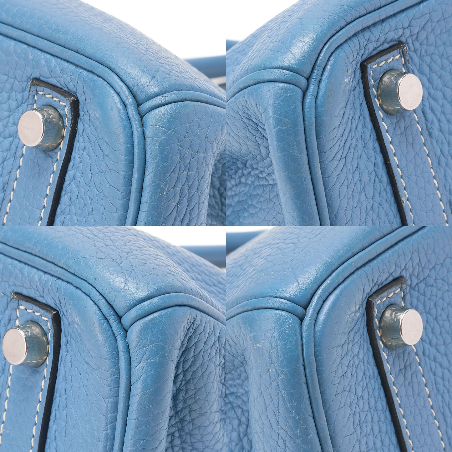 HERMES Birkin 30 Handbag Tryon Clemence Blue Gin Silver-Tone Hardware, Pre-Owned