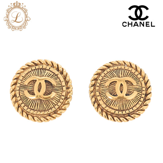 CHANEL Coco Mark Earrings GP Gold-Tone Hardware, Pre-Owned