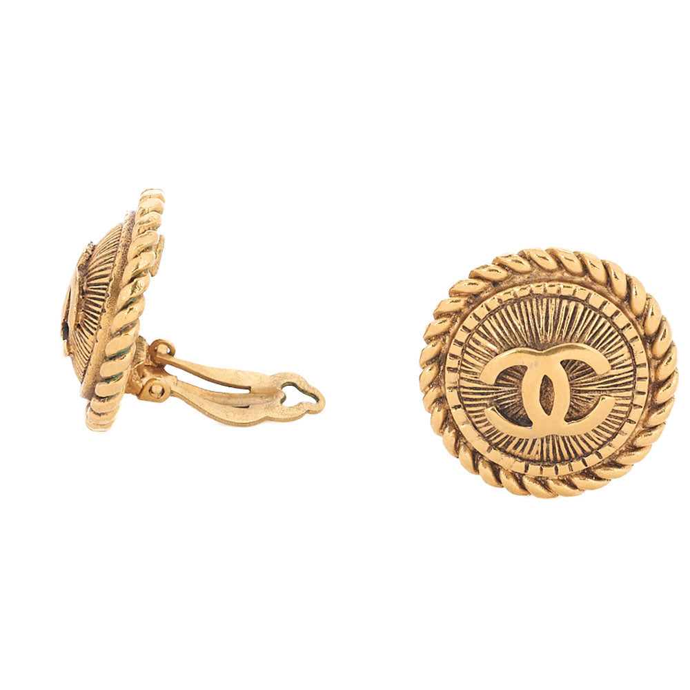 CHANEL Coco Mark Earrings GP Gold-Tone Hardware, Pre-Owned