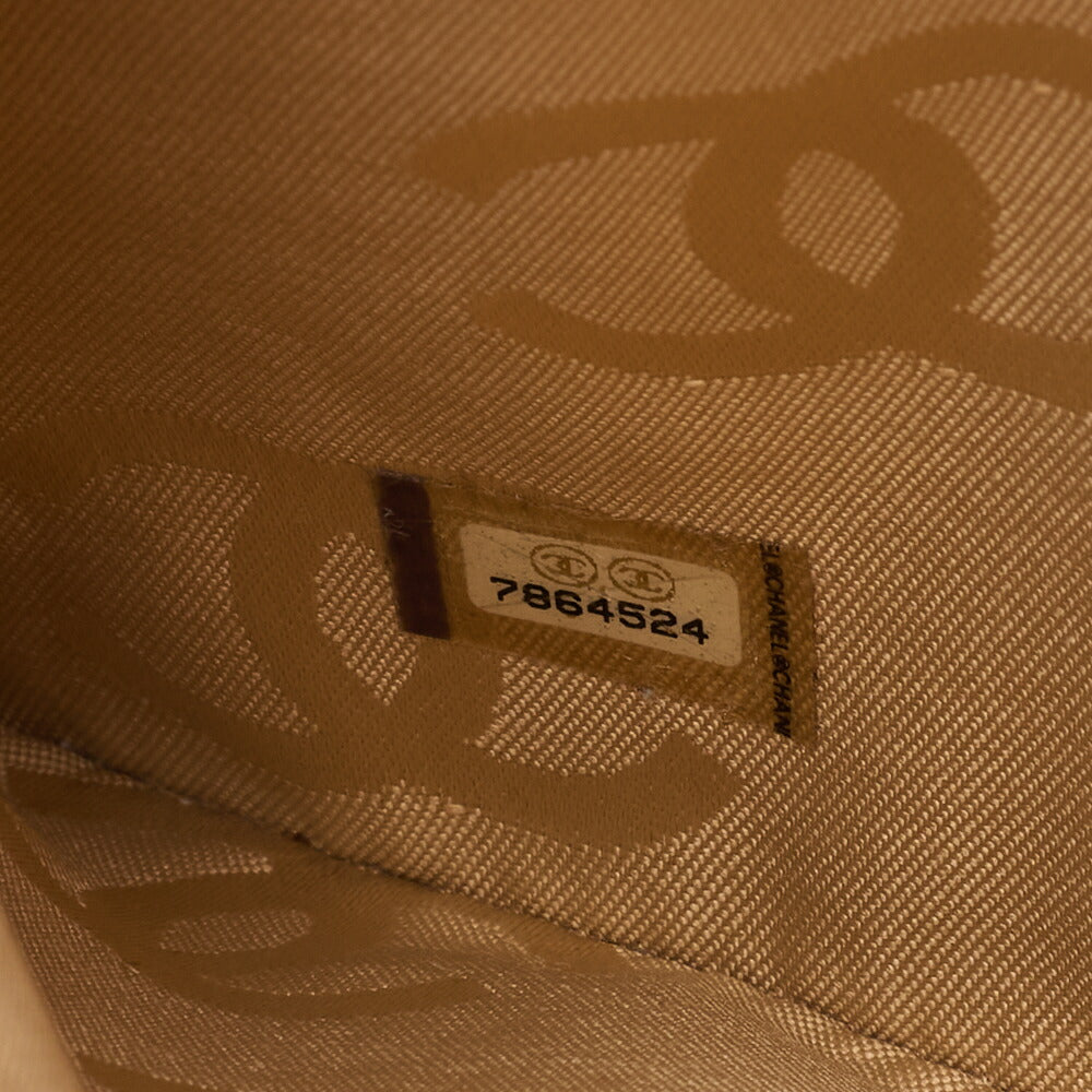 CHANEL Coco Mark Wild Stitch Handbag Calfskin Beige Silver-Tone Hardware, Pre-Owned