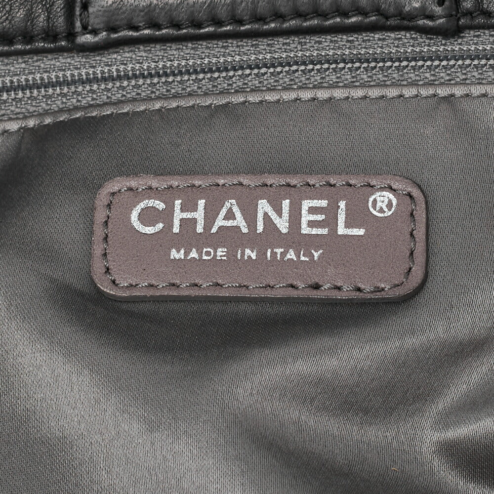 CHANEL Chain Shoulder Bag Cocomark Patchwork Full Flap Lambskin x Enamel Black Silver-Tone Hardware, Pre-Owned
