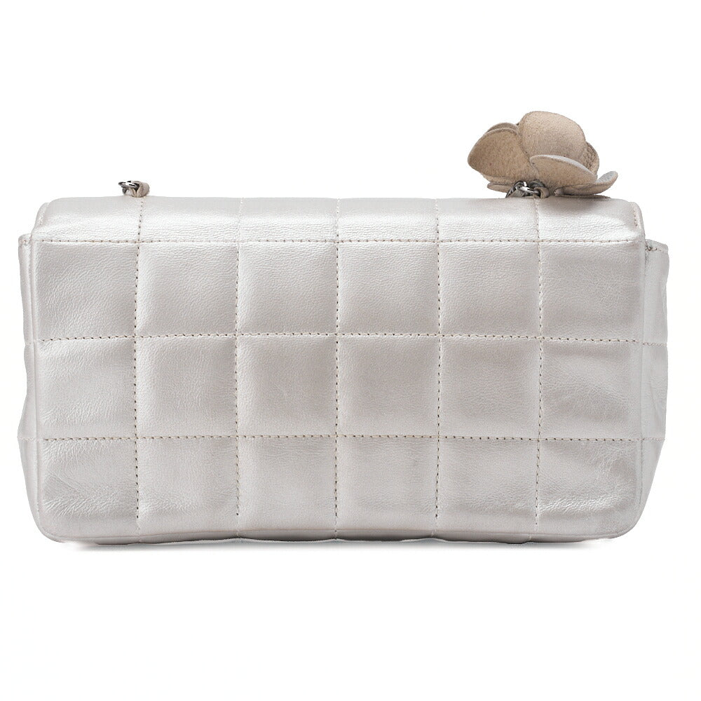 CHANEL Chanel Chocolate Bar Camellia Push Lock Chain Shoulder Lambskin Silver-Tone Hardware, Pre-Owned