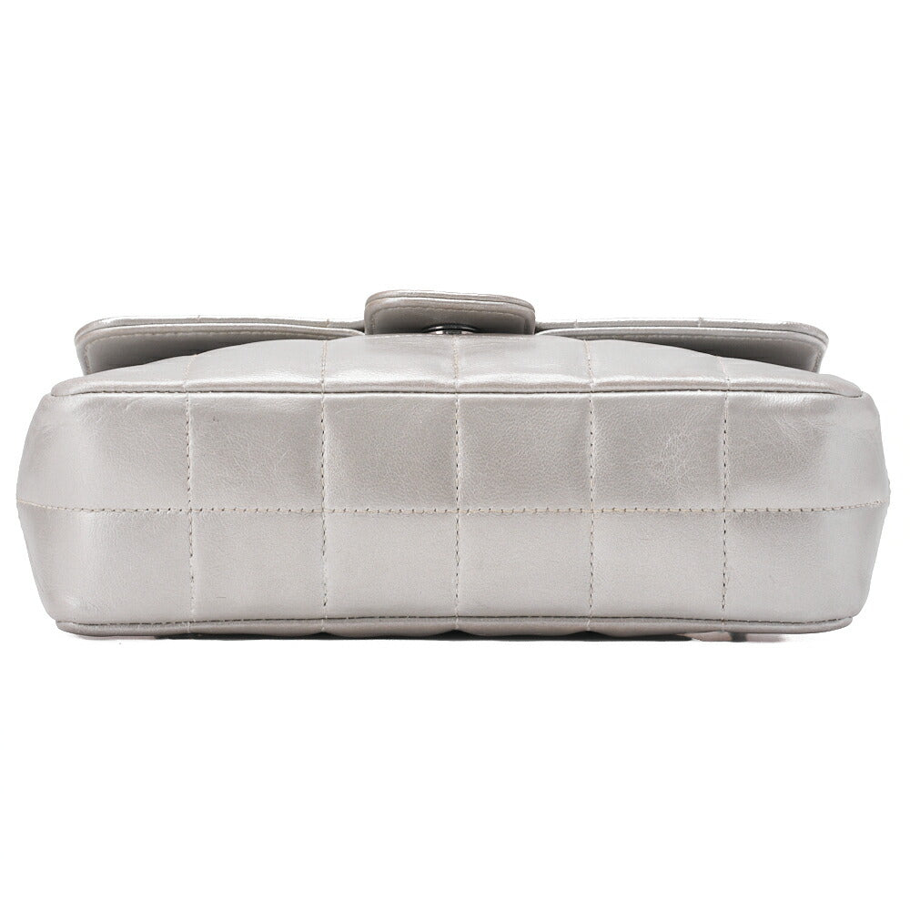 CHANEL Chanel Chocolate Bar Camellia Push Lock Chain Shoulder Lambskin Silver-Tone Hardware, Pre-Owned