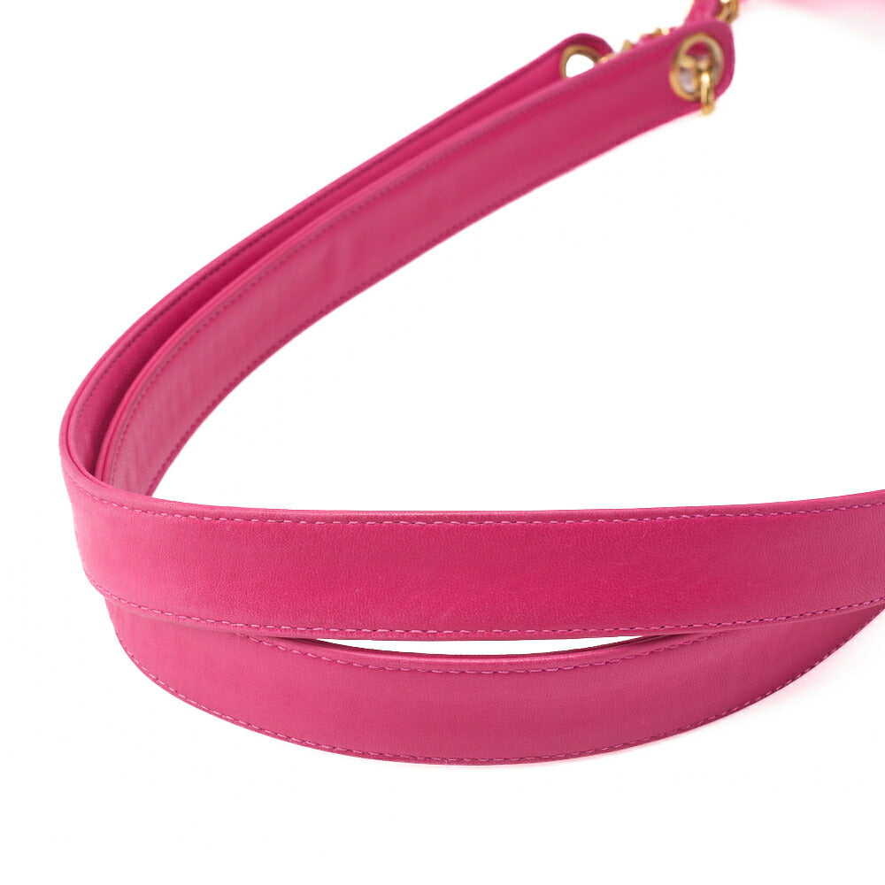 CHANEL Shoulder Bag Matelasse Ball Charm Satin x Lambskin Pink Large Size Gold-Tone Hardware, Pre-Owned