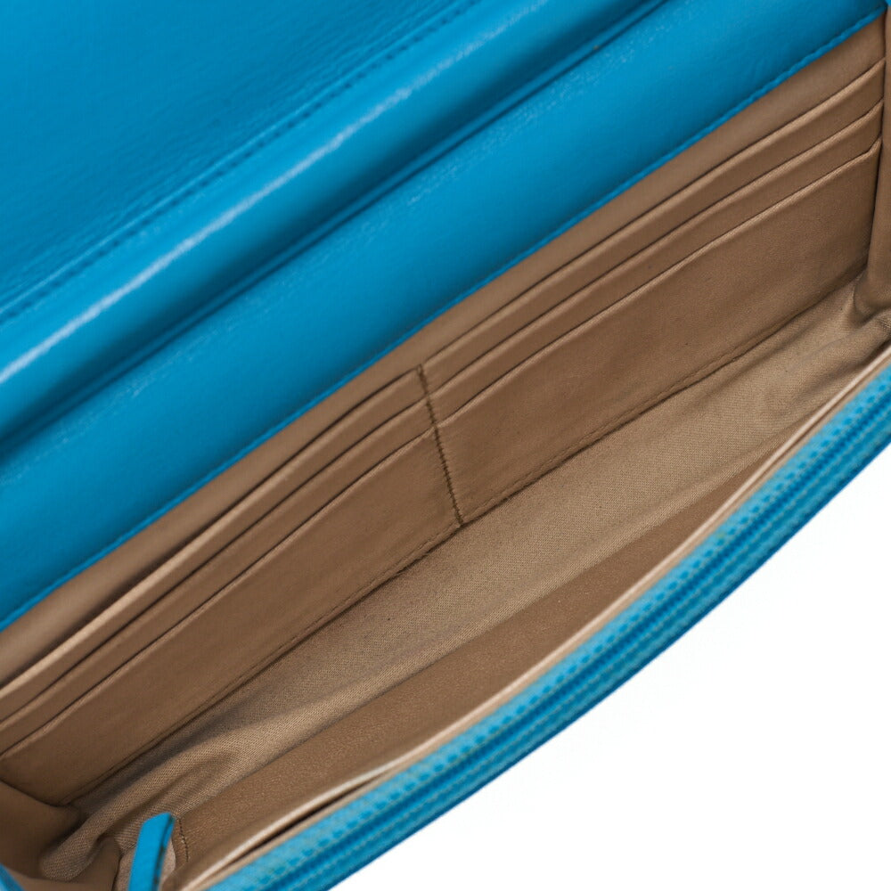 CHANEL Chain Shoulder Chain Wallet Camellia Lambskin Turquoise Gold-Tone Hardware, Pre-Owned
