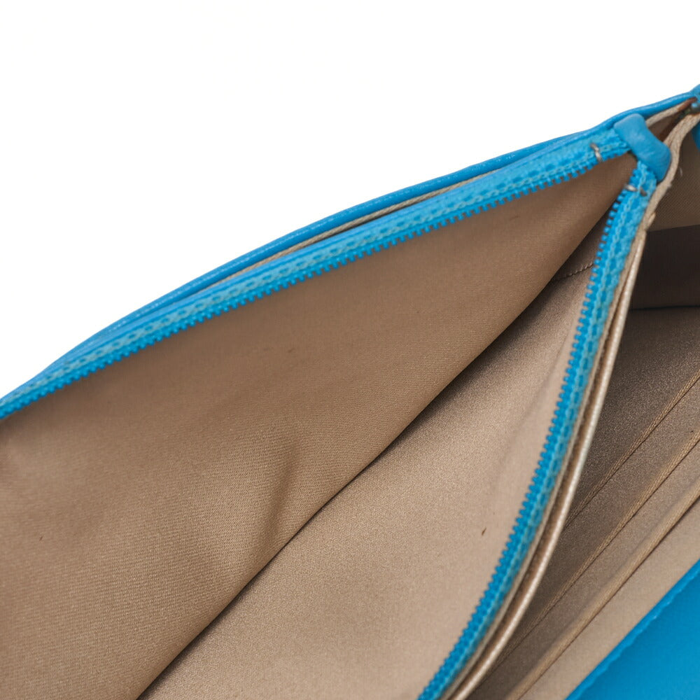 CHANEL Chain Shoulder Chain Wallet Camellia Lambskin Turquoise Gold-Tone Hardware, Pre-Owned