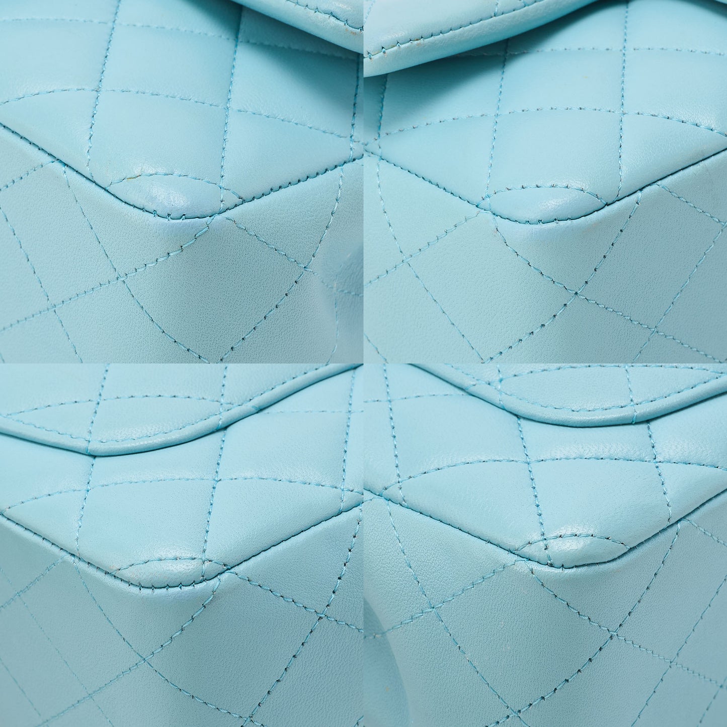 CHANEL Chain Shoulder Bag Mini Matrasse 20cm Lambskin Single Flap Turnlock Light Blue Silver-Tone Hardware, Pre-Owned