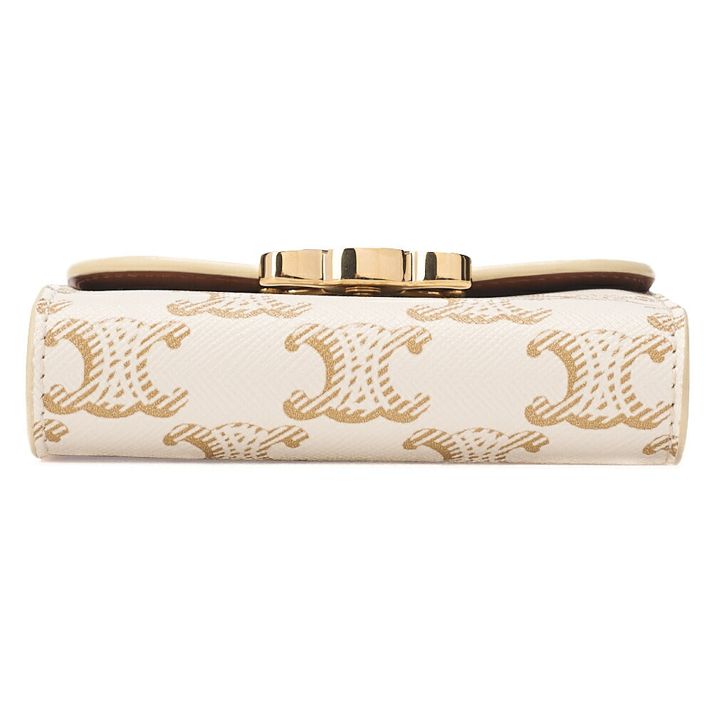 CELINE Triomphe Bi-Fold Compact Folding Wallet PVC x Leather White Gold-Tone Hardware, Pre-Owned