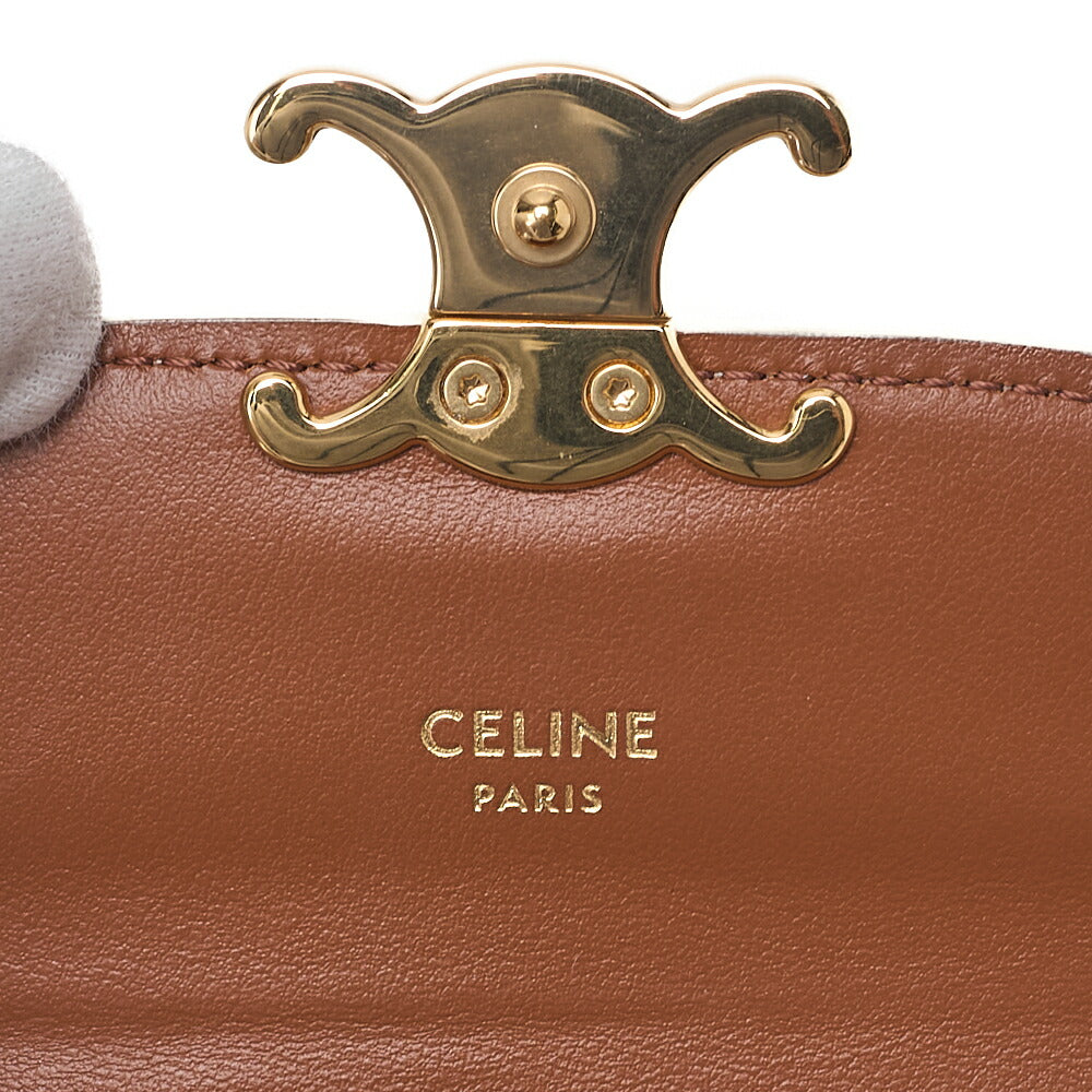 CELINE Triomphe Bi-Fold Compact Folding Wallet PVC x Leather White Gold-Tone Hardware, Pre-Owned