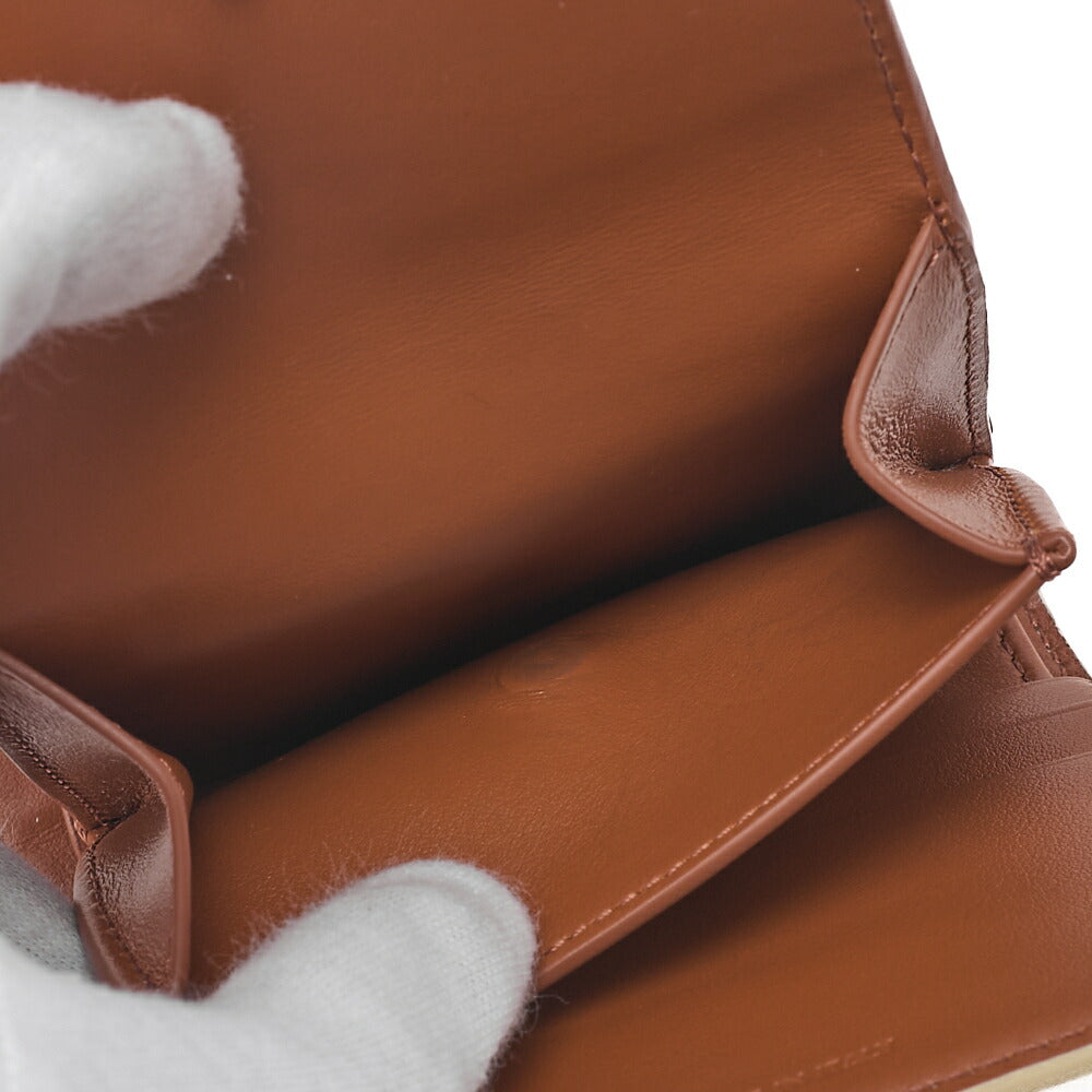 CELINE Triomphe Bi-Fold Compact Folding Wallet PVC x Leather White Gold-Tone Hardware, Pre-Owned