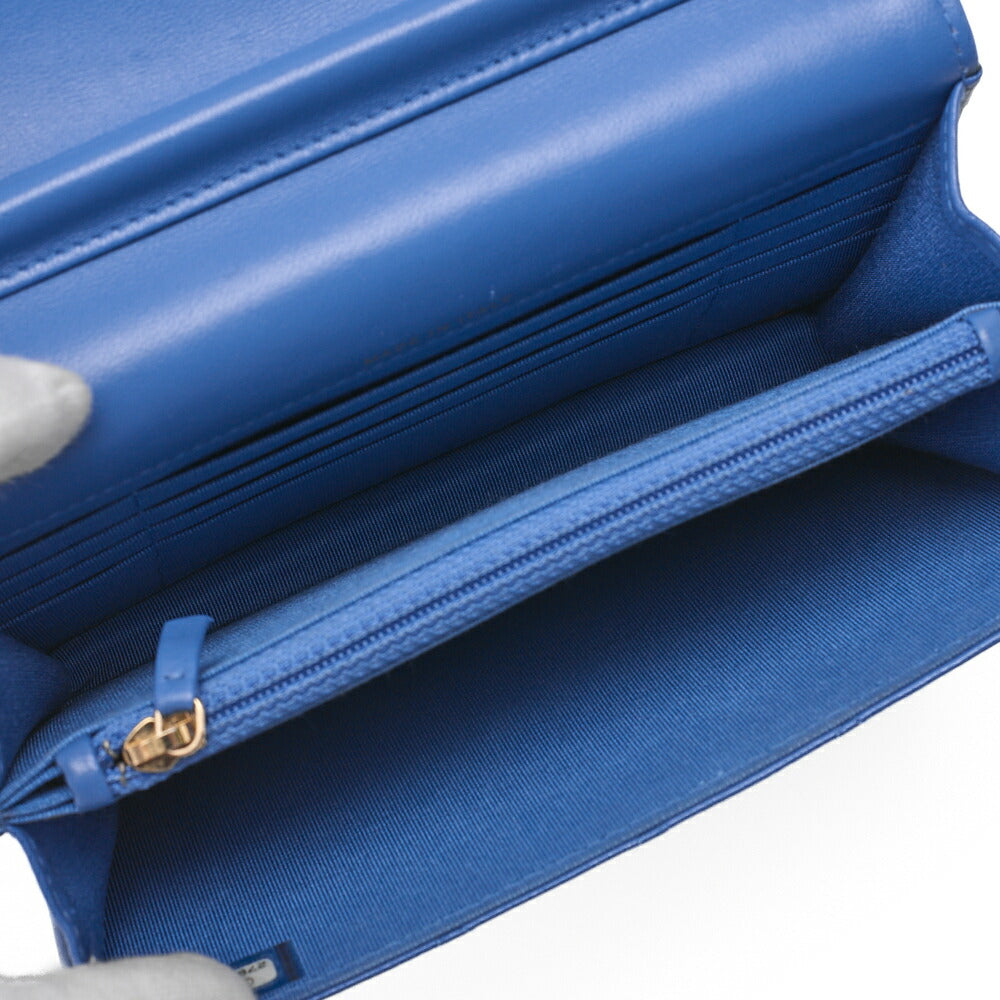 CHANEL Matrasse Chain Wallet Lambskin Navy Gold-Tone Hardware, Pre-Owned