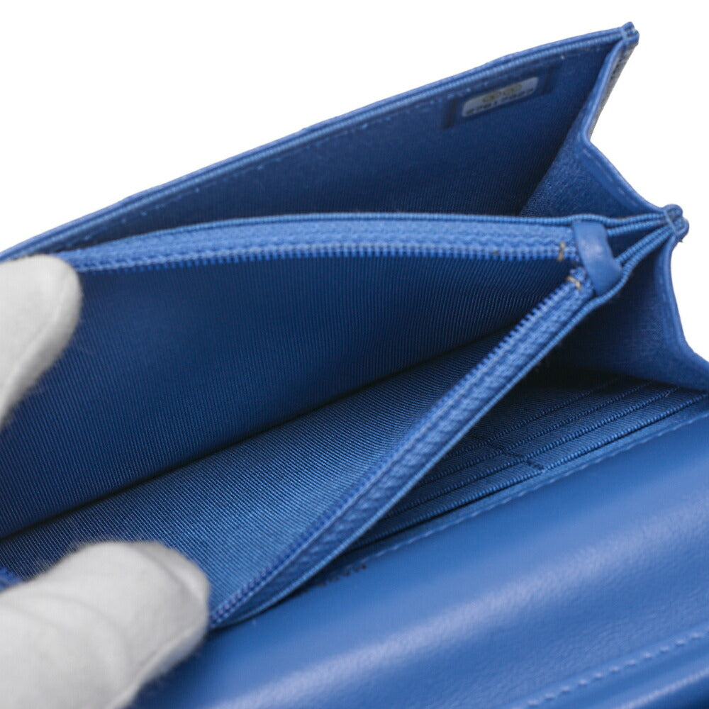 CHANEL Matrasse Chain Wallet Lambskin Navy Gold-Tone Hardware, Pre-Owned