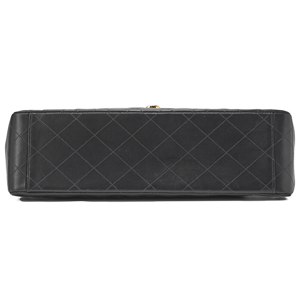 CHANEL Chain Shoulder Bag Deca Matlasse 34cm Lambskin Black Gold-Tone Hardware, Pre-Owned