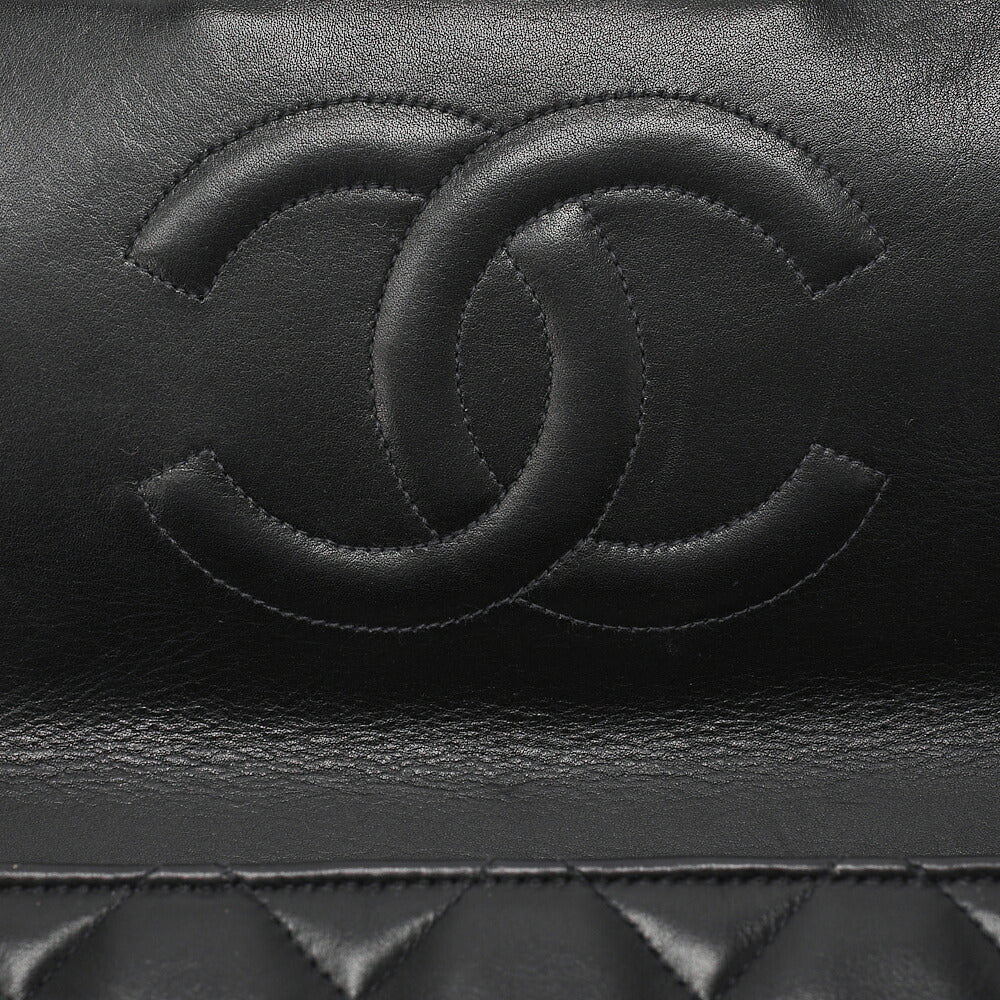 CHANEL Chain Shoulder Bag Deca Matlasse 34cm Lambskin Black Gold-Tone Hardware, Pre-Owned