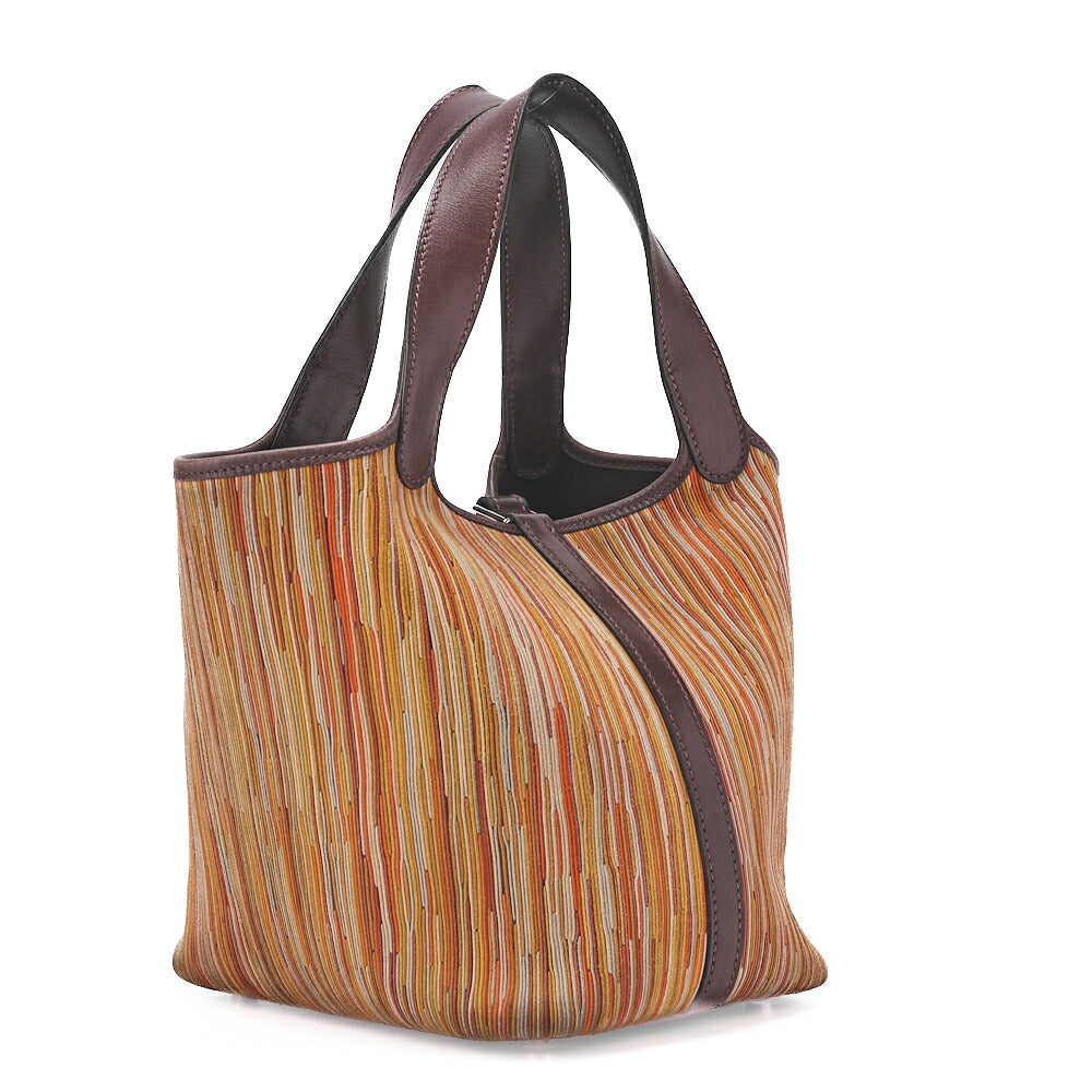 HERMES Picotan PM Handbag Vibrato × Swift Brown Silver-Tone Hardware, Pre-Owned