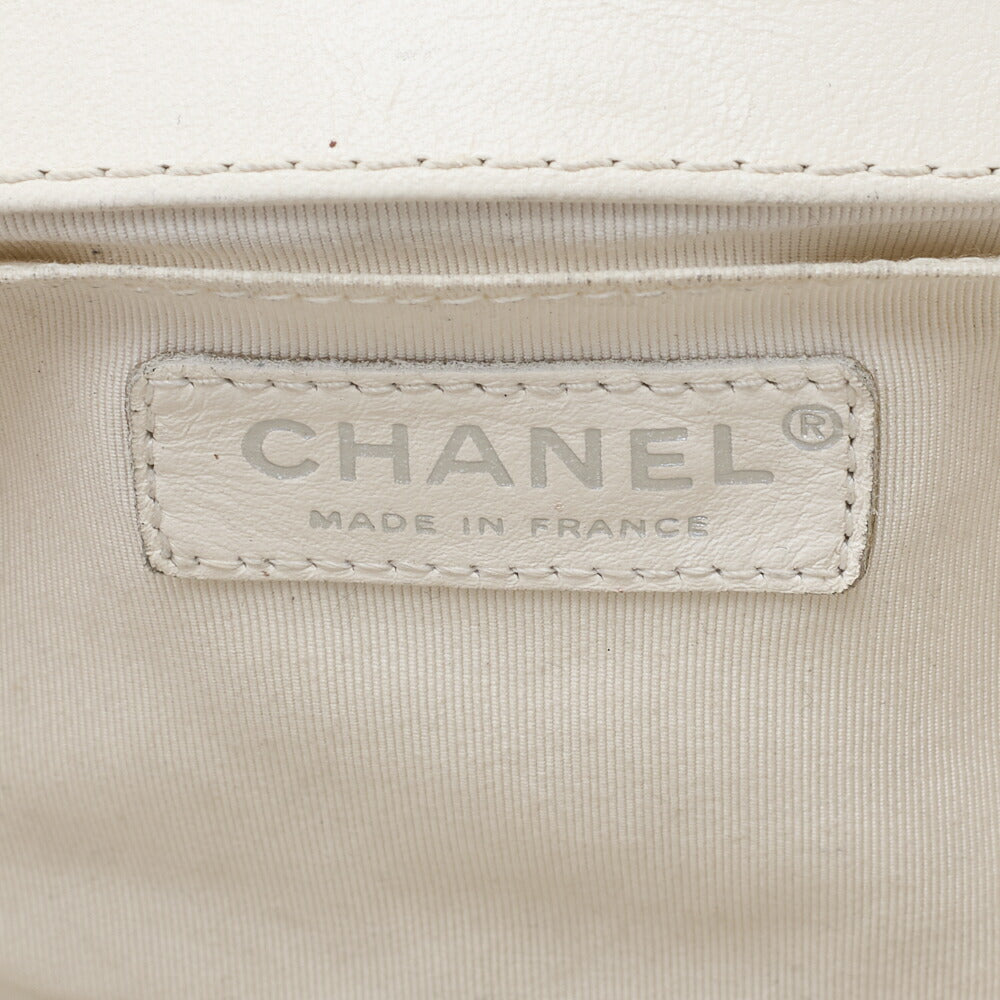 CHANEL Boy Chanel Matelasse Chain Shoulder Lambskin Black x White Silver-Tone Hardware, Pre-Owned