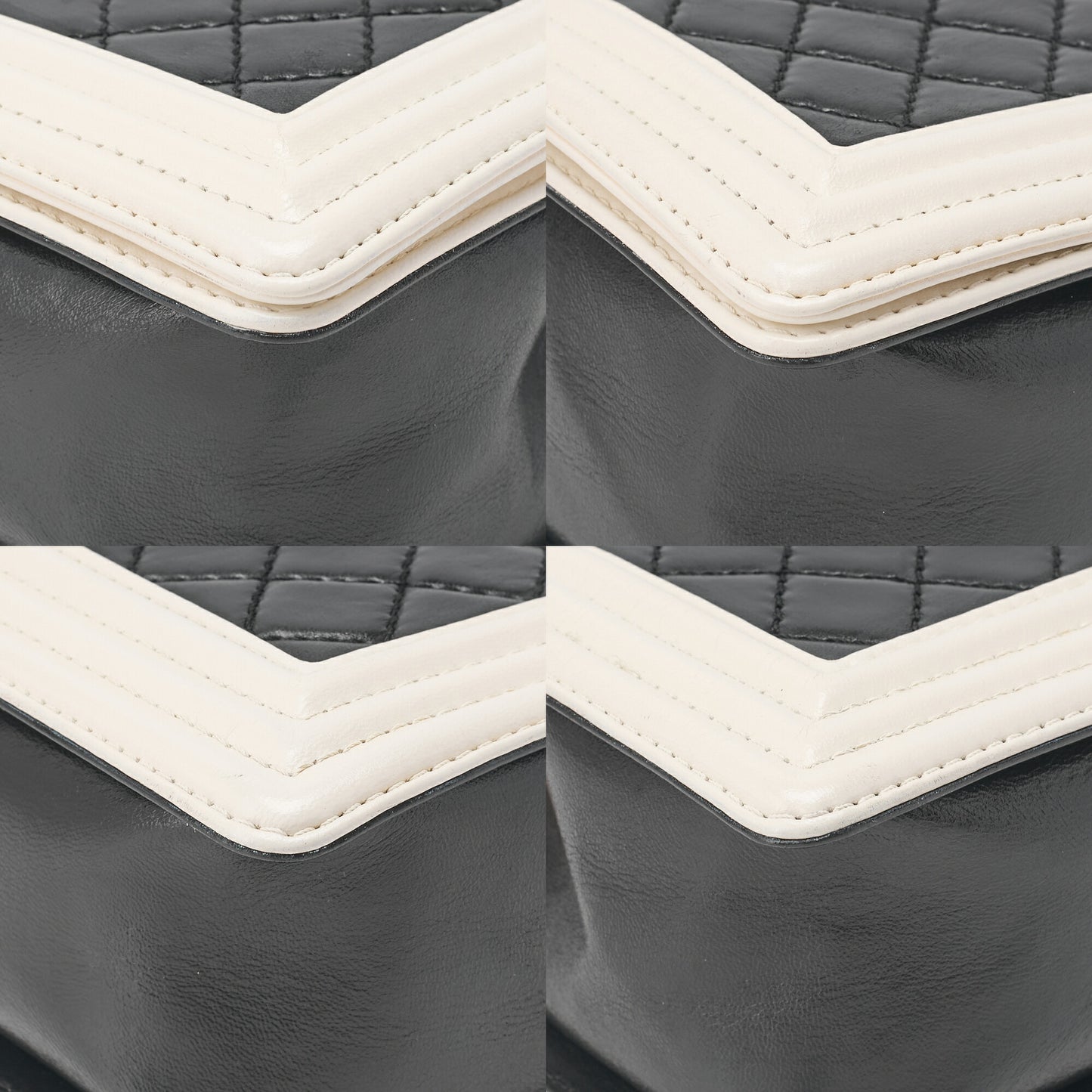 CHANEL Boy Chanel Matelasse Chain Shoulder Lambskin Black x White Silver-Tone Hardware, Pre-Owned