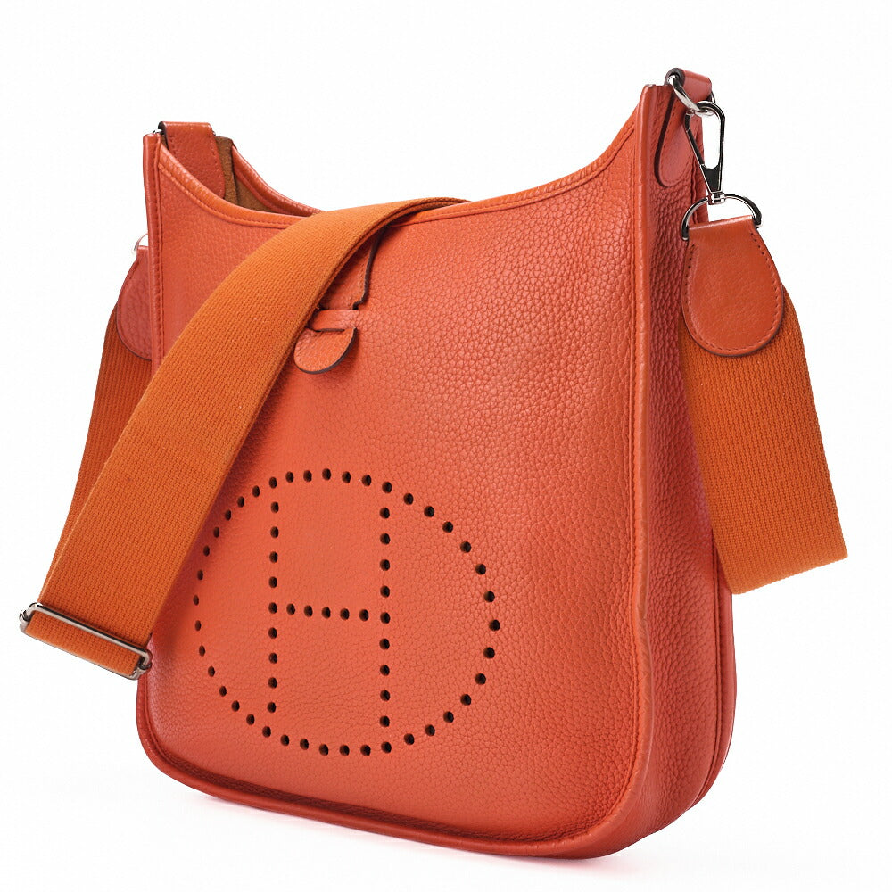 HERMES Evelyn PM 3 Trois Shoulder Bag Epson Orange Silver-Tone Hardware, Pre-Owned