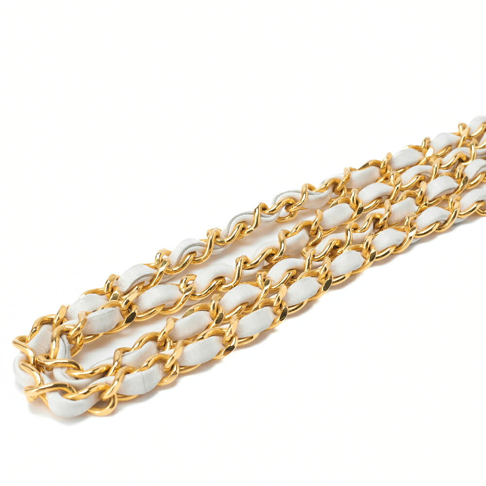 CHANEL Chain Shoulder Bag Mini Mini Matelasse Lambskin White Single Flap Turnlock Gold-Tone Hardware, Pre-Owned