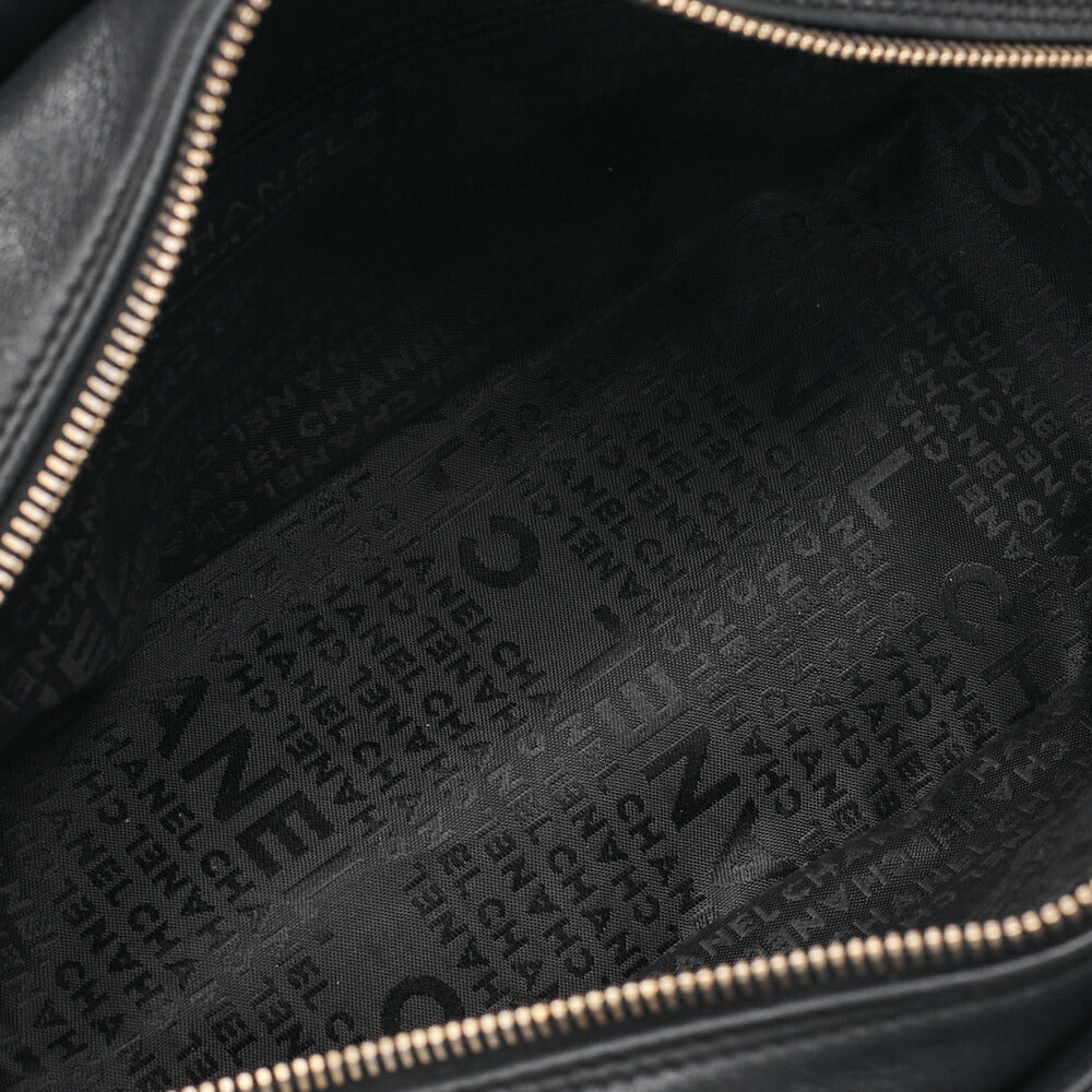 CHANEL Chanel Chocolate Bar Coco Mark Chain Shoulder Lambskin Black Gold-Tone Hardware, Pre-Owned