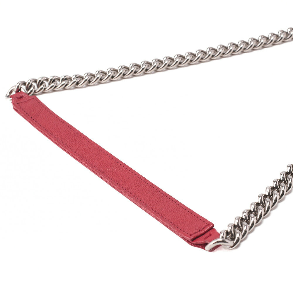 CHANEL Boy Chanel Matelasse Chain Wallet Caviar Skin Red Silver-Tone Hardware, Pre-Owned