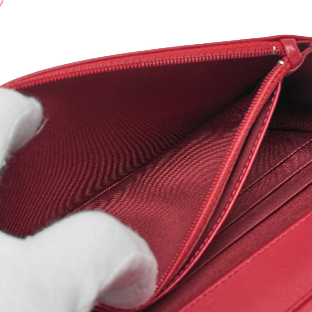 CHANEL Boy Chanel Matelasse Chain Wallet Caviar Skin Red Silver-Tone Hardware, Pre-Owned