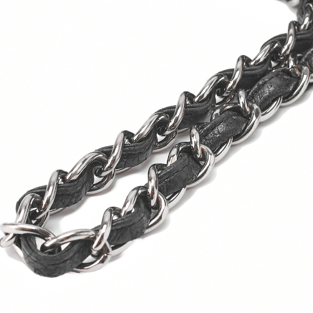 CHANEL Chocolate Bar 2.55 Turnlock Chain Shoulder Lambskin x Tweed Black Silver-Tone Hardware, Pre-Owned
