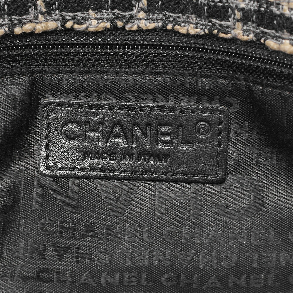 CHANEL Chocolate Bar 2.55 Turnlock Chain Shoulder Lambskin x Tweed Black Silver-Tone Hardware, Pre-Owned