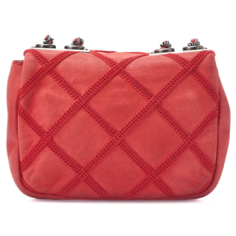 CHANEL Chain Shoulder Bag Matelasse Single Flap Sparkle Leather Red Silver-Tone Hardware, Pre-Owned