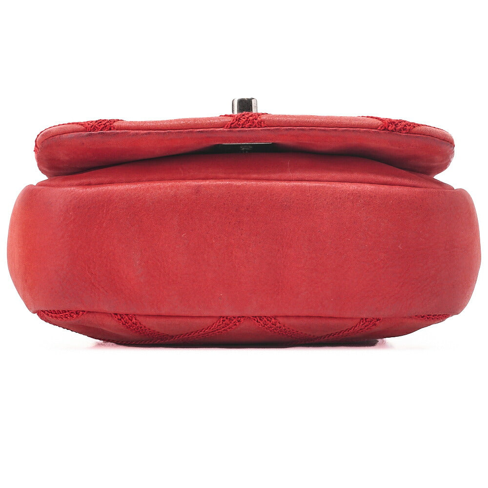 CHANEL Chain Shoulder Bag Matelasse Single Flap Sparkle Leather Red Silver-Tone Hardware, Pre-Owned