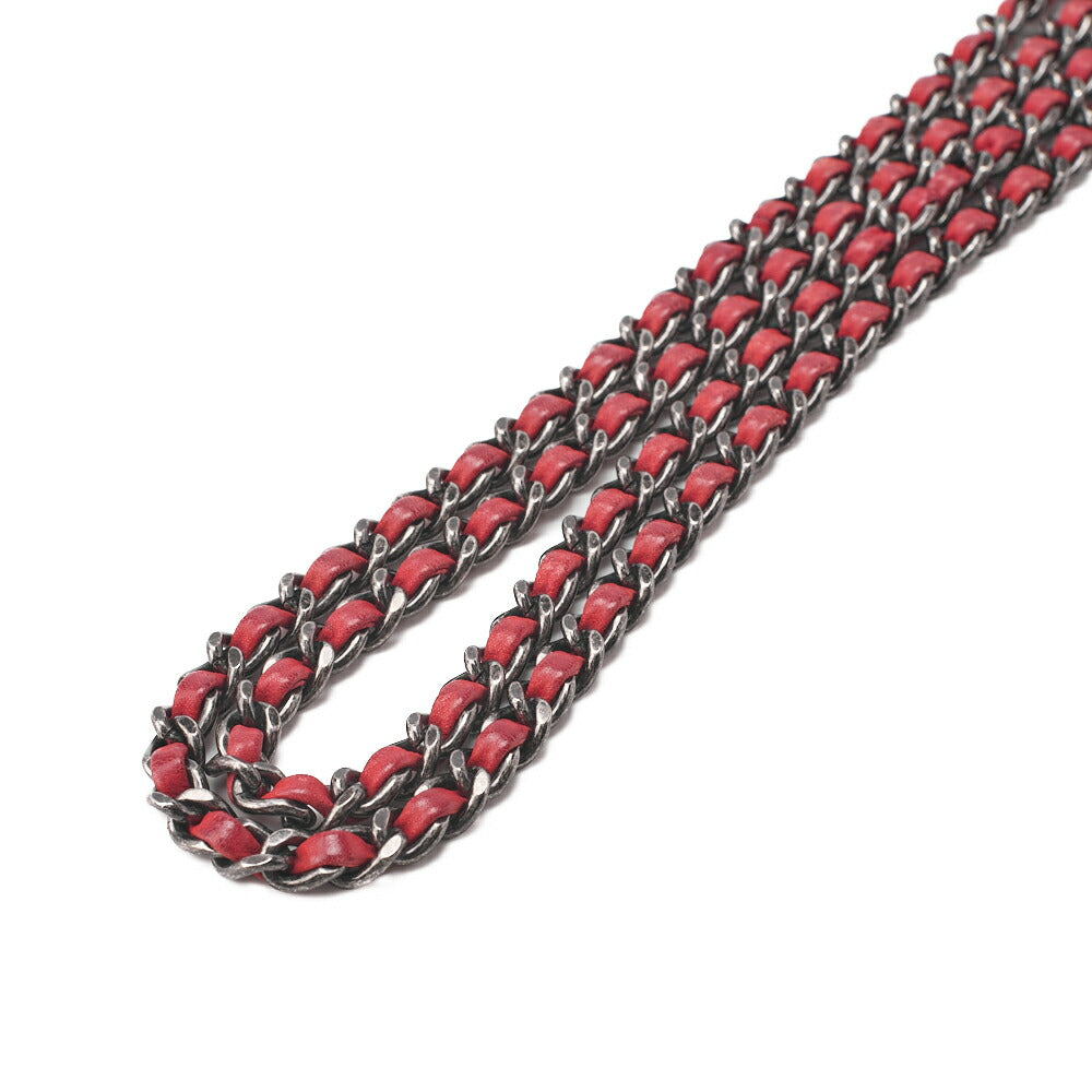 CHANEL Chain Shoulder Bag Matelasse Single Flap Sparkle Leather Red Silver-Tone Hardware, Pre-Owned