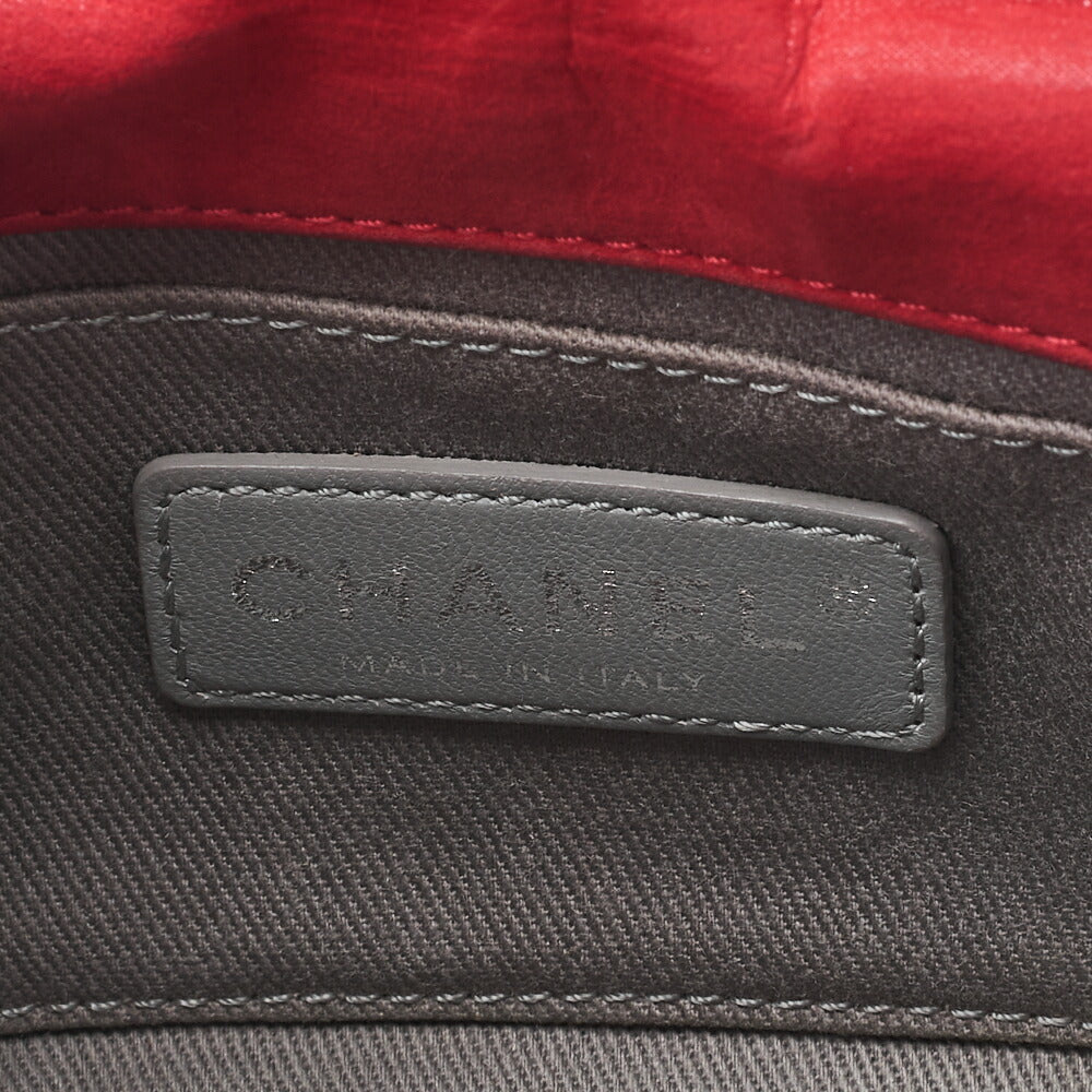 CHANEL Chain Shoulder Bag Matelasse Single Flap Sparkle Leather Red Silver-Tone Hardware, Pre-Owned