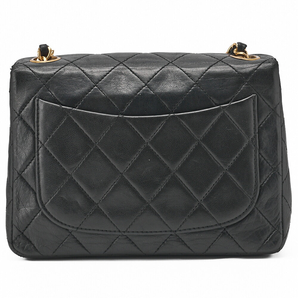 CHANEL Chain Shoulder Bag Mini Matelasse 18cm Lambskin Black Single Flap Turnlock Gold-Tone Hardware, Pre-Owned